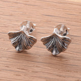 S898 - 925 silver ginkgo stud earrings