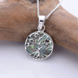 P1334 - 925 silver abalone tree of life 12mm pendant