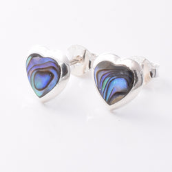 S789 - 925 silver 8mm abalone heart stud earrings