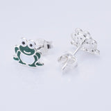 S1018 - 925 silver and enamel frog stud earrings