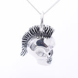 P1329 - 925 silver mohican skull pendant