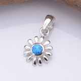 P1317 - 925 silver Imm blue opal daisy pendant