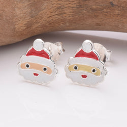 S965 - 925 silver enamel santa claus stud earrings