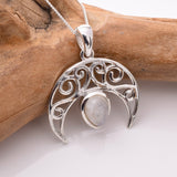 P1226 - 925 silver moonstone crescent pendant