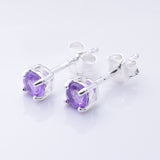 S1081 - 925 silver amethyst clawset stud earrings