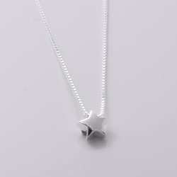 P1009 - 925 silver tiny star and box chain necklace