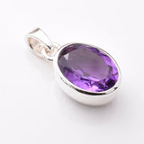 P1243 - 925 silver amethyst oval facet pendant