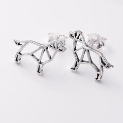 S822 - 925 silver dog stud earrings