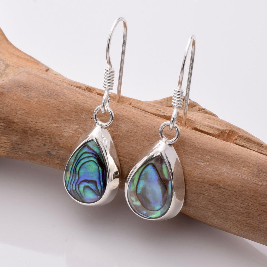 E810 - 925 silver abalone teardrop earrings