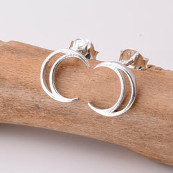 S955 - 925 silver crescent stud earrings