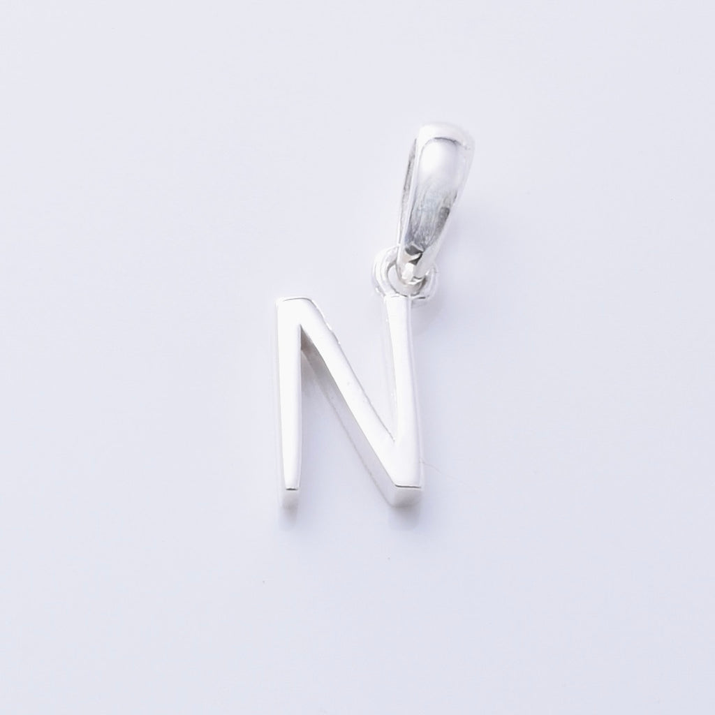 P1335 - N 925 silver initial pendant - N
