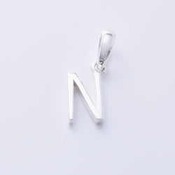 P1335 - N 925 silver initial pendant - N