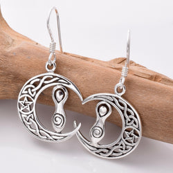 E794 - 925 silver Celtic moon goddess earrings