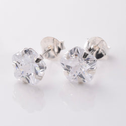 S920 - 925 silver 7mm flower CZ stud earrings