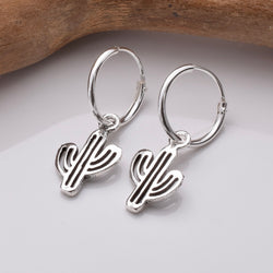 E822 - 925 silver cactus hoop earrings