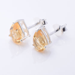 S1079 - 925 silver citrine clawset teardropstud earrings