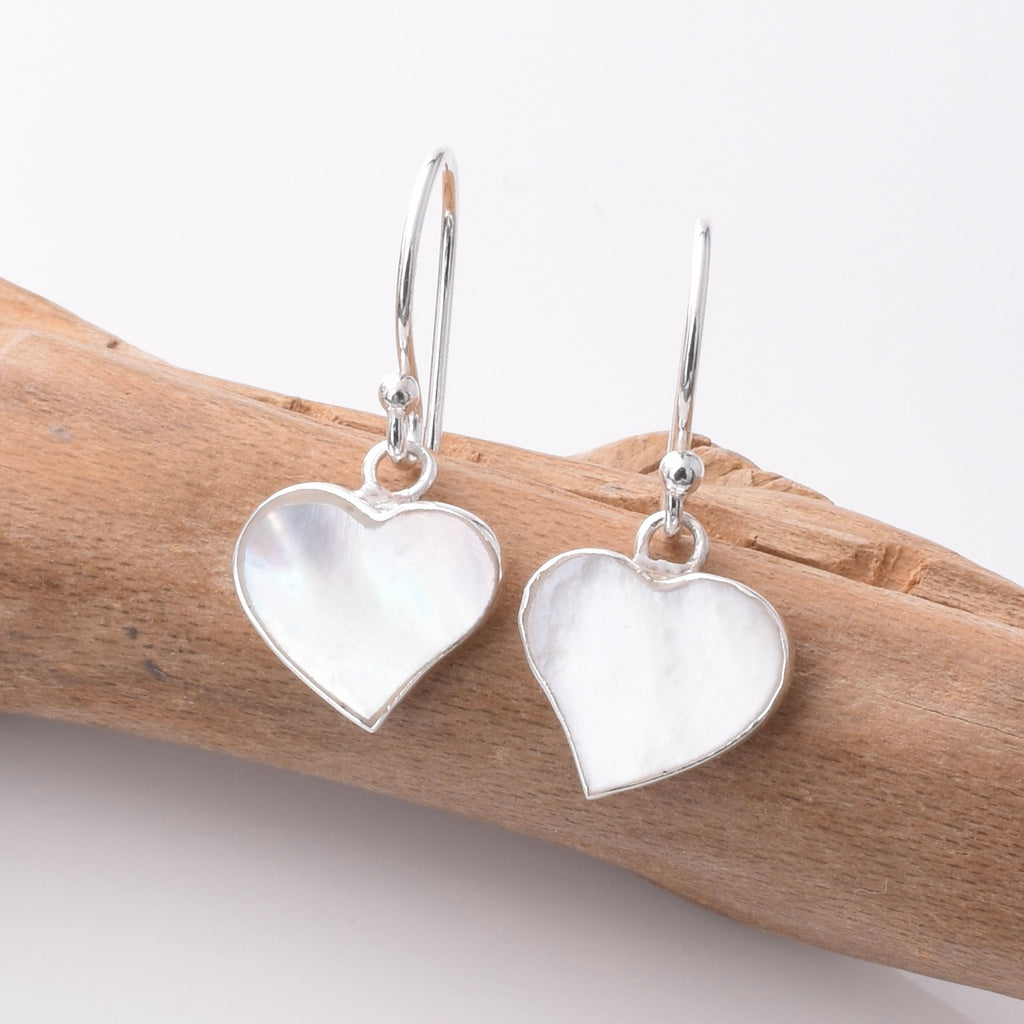 E774 - 925 Silver MOP heart drop earrings