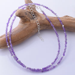 N009 - 925 silver and 2mm amethyst faceted necklace