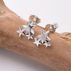 S820 - 925 silver triple star stud earrings