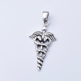 P1177 - 925 silver Caduceus snake pendant