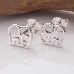 S969 - 925 silver elephant outline stud earrings