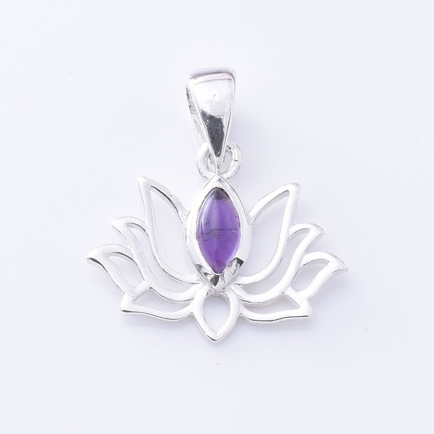 P1354 - 925 silver  small lotus flower AM pendant