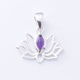 P1354 - 925 silver  small lotus flower AM pendant