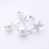 S1049 - 925 silver Imm pearl and starfish stud earrings