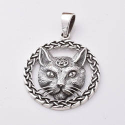 P1060 - 925 silver cat and celtic border pendant