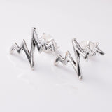 S817 - 925 silver stud heartbeat earrings