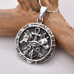 P1052 - 925 silver egyptian gods round pendant