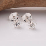 S926 - 925 silver tiny CZ wire flower stud earrings