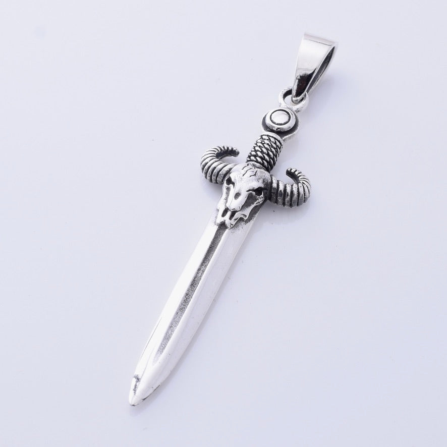 P1330 - 925 silver sword with horns pendant
