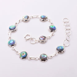 B035 - 925 silver and abalone 8mm disc bracelet