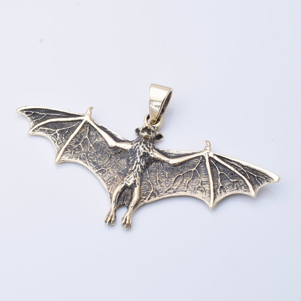 P1287 - Solid bronze bat pendant