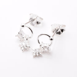 S1005 - 925 silver & cz tiny north star hoop stud earrings