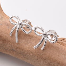 S973 - 925 silver bow stud earrings