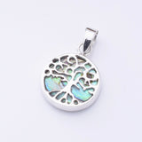 P1334 - 925 silver abalone tree of life 12mm pendant