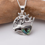 P1124 - 925 silver abalone stag pendant