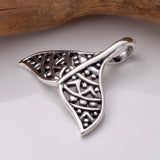 P1072 - 925 silver filigree whale tail pendant