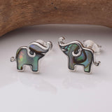 S934 - 925 silver & abalone elephant stud earrings
