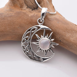 P1038 - 925 silver moon and star pendant
