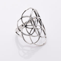 R296 925 silver seed of life ring