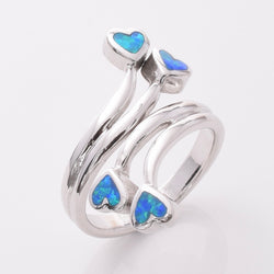 R319 - 925 silver four hearts opal ring