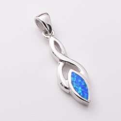 P1185 - 925 silver lab grown opal crossover marquis pendant