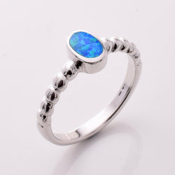 R318 - 925 blue opal beaded silver ring