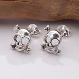 S841 - 925 silver wide eye skull stud earrings