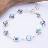 B061 - 925 silver abalone/MOP disc bracelet