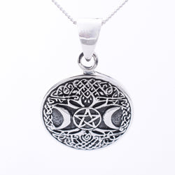 P1326 - 925 silver tree of life triple moon pendant