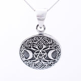 P1326 - 925 silver tree of life triple moon pendant